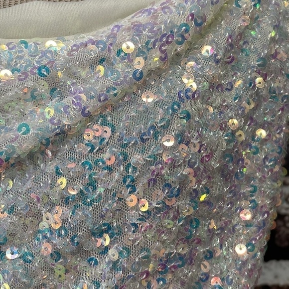 Mable Dress NWT Mini Sequin Sleeveless Scoop Neck Off White Pink Size Small - Picture 7 of 15